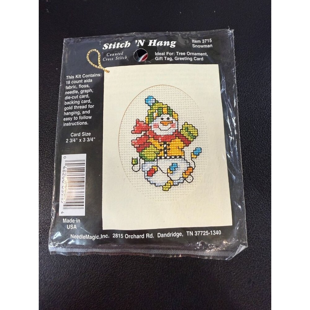 Stitch N Hang 3715 Snowman Counted cross Stitch Needle Magic
